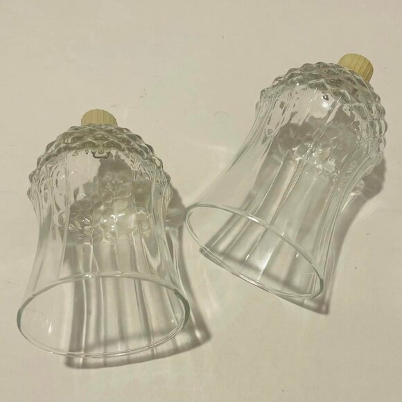 HOME INTERIOR & GIFTS.. Clear Glass Diamond Cut Panel Votive Cup 5.5" SET OF 2 - Picture 4 of 4